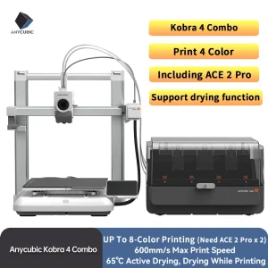 ANYCUBIC Kobra 4/Kobra 4 Combo 600mm/s Fast Printing 3D Printer Up to 8 Colors Filament APP Control 3D Printer