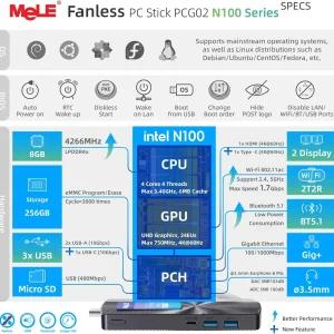 MeLE PCG02 N100 Fanless Mini PC Stick
