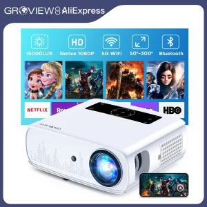 GROVIEW 1080P 490 ANSI WiFi Projector