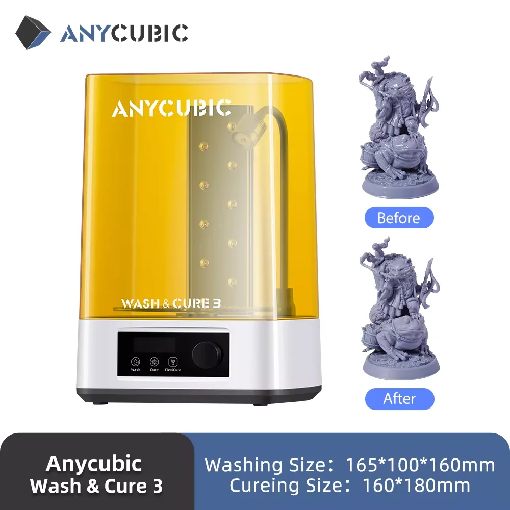 ANYCUBIC Wash & Cure 3 AE Version For Mars Photon Mono 4 LCD SLA DLP 3D Printer Models Curing Resin Cleaning Machine 2 in 1 - Image 1