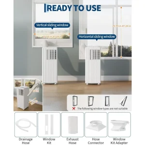Garvee 3 in 1 Portable Air Conditioner 8000BTU Electric LED Display with Remote Control for Home Office Bedroom RV Outdoor Use  24-Hr Timer AC Cooling Dehumidifying & Fan - Thumbnail Image 3