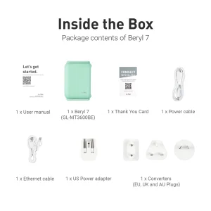 GL.iNet GL-MT3600BE Beryl 7 Dual-Band Wi-Fi 7 Travel Router, Wireless Portable Wifi Travel Router, Dual 2.5G ports, USB 3.0, WireGuard VPN 1100Mbps, OpenWrt, WPA3, AdGuard Home, network Privacy protection - Thumbnail Image 6