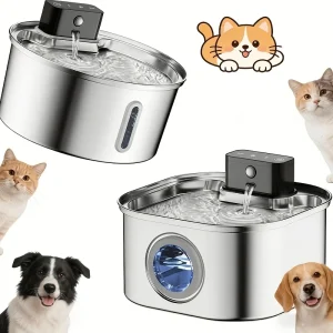 Wireless Stainless Steel Pet Water Fountain, 3.2L Automatic Motion Sensor