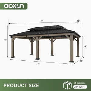 12x20 FT Heavy Duty Cedar Wood Carport, Custom - Thumbnail Image 2