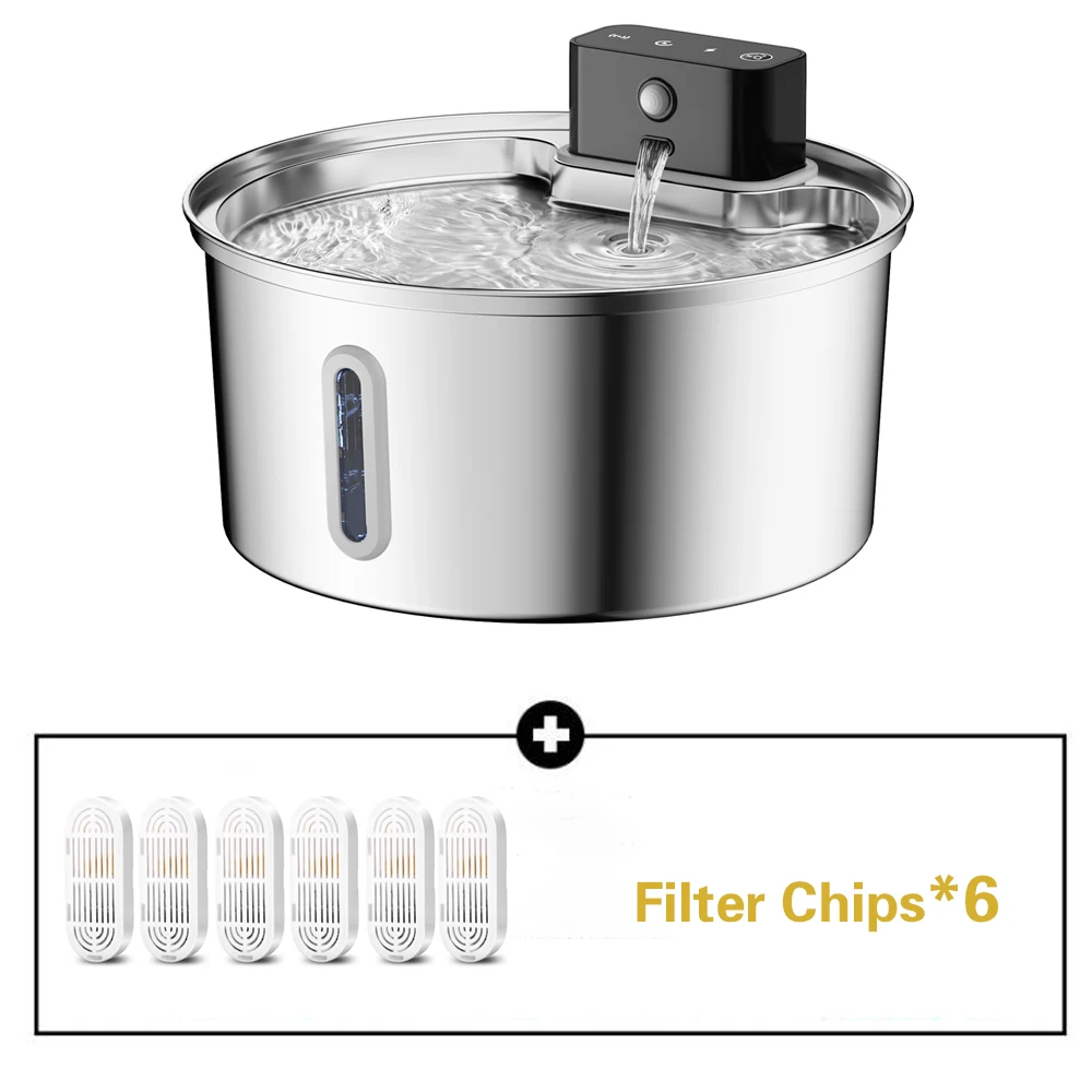 Wireless Stainless Steel Pet Water Fountain, 3.2L Automatic Motion Sensor - Image 3