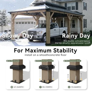 12x20 FT Heavy Duty Cedar Wood Carport, Custom - Thumbnail Image 6
