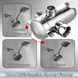 A High-Flow Large Nozzle and Handheld Shower Head，Two-In-One Shower Set,Shower Long Hose and T-Shaped Valve-Durable Abs Material,Wall-Mounted, Square Design,Suitable for Bathroom UpgradesThree-Way Water Distributor Bathroom - Thumbnail Image 5