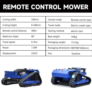 Free Shipping From Us Warehouse Wireless Remote Control Mower,Full Payment Robot Lawn Mower,All-Terrain Robotic Grass Cutter - Thumbnail Image 4