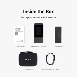 GL.iNet GL-E5800 (Mudi 7) 5G NR Tri-band Wi-Fi 7 Travel Router Speeds up to 4.67 Gbps Built-in ESIM, Dual SIM, 2.5G Ethernet Por - Thumbnail Image 5