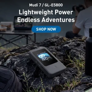 GL.iNet GL-E5800 (Mudi 7) 5G NR Tri-band Wi-Fi 7 Travel Router Speeds up to 4.67 Gbps Built-in ESIM, Dual SIM, 2.5G Ethernet Por - Thumbnail Image 4